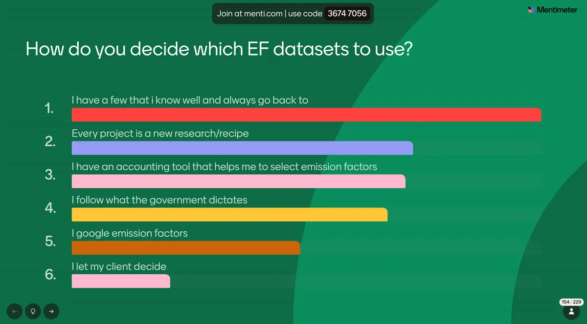 How do you decide which emission factor datasets to use?